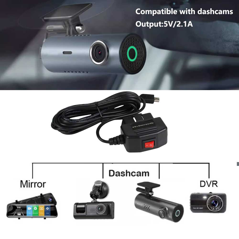 Rearmaster OBD Power Cable for Dash Camera,24 Hours Surveillance / Acc