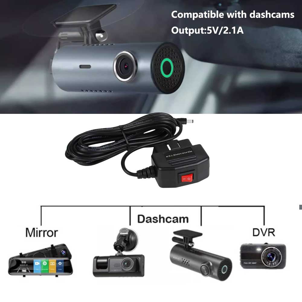 OBD OBD2 Power Cable for Dash Cam Parking Monitor Power Cable with Switch  Button Plug and Play 24 Hours Surveillance/Acc Mode Car OBD Cable 2  Pack【Mini USB】 : : Industrial & Scientific
